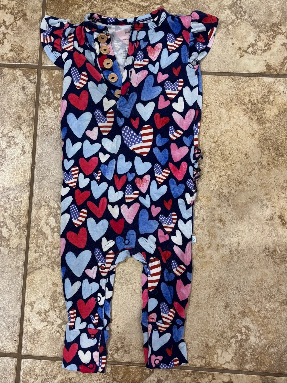 Posh Peanut Heart Ruffle Romper